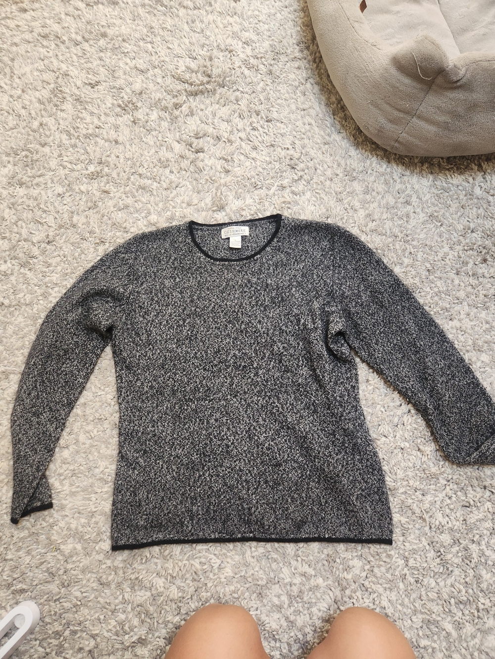 Sutton Studio Black & White Marled Cashmere Sweater